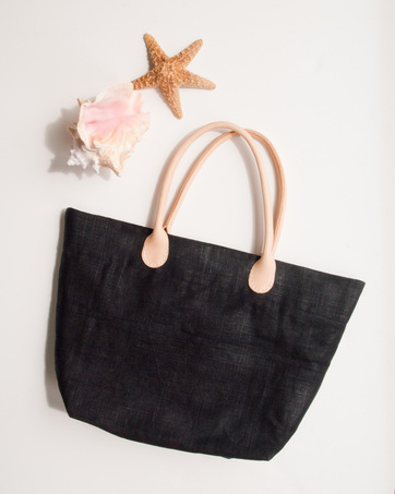 black linen waxed canvas tote